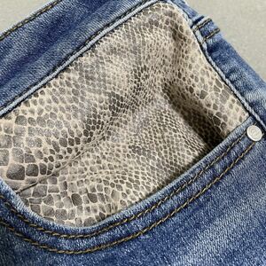Women's Jeans Flare Boot Cut Leg Stretch 14 Muted Snake Print Lined Pockets Punk